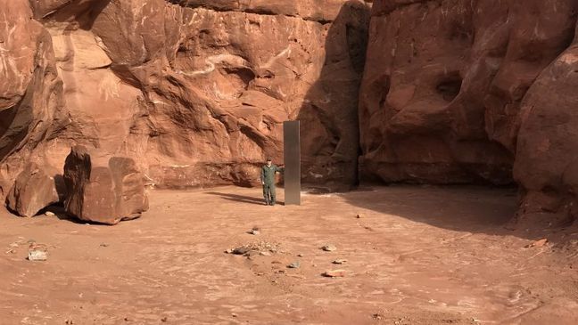 {p}The metal monolith found in a remote Utah desert near Monticello was removed. (Photo: Utah Department of Public Safety){/p}{p}{/p}