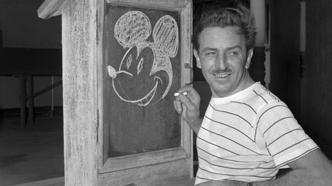 FILE - Walt Disney, creator of Mickey Mouse, poses for a photo at the Pancoast Hotel, Aug. 13, 1941, in Miami, Fla. (AP Photo, File)