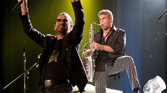 Mark Rivera on stage with the legendary Ringo Starr. (PHOTO: Mark Rivera)